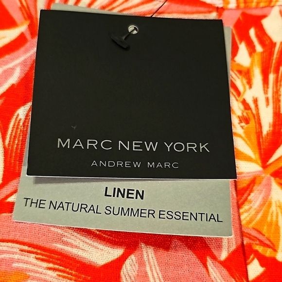 NWT Marc New York Linen Pull on Pant Elastic Waist Wide Leg Red Palm. Large - Picture 4 of 14